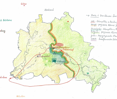 Karte 1: Uwe Johnson »Zwei Ansichten« (1965) - Karte: Giannina Widmer