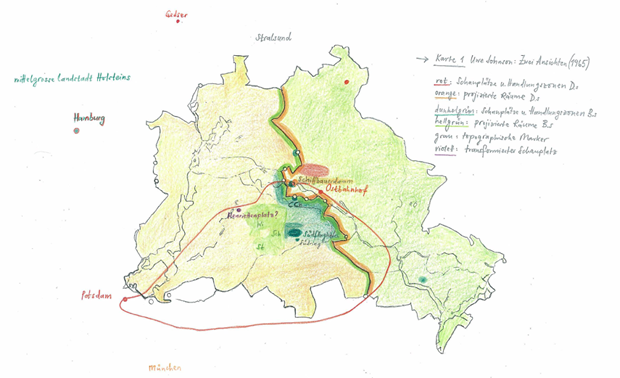Karte 1: Uwe Johnson »Zwei Ansichten« (1965) copy; Karte: Giannina Widmer